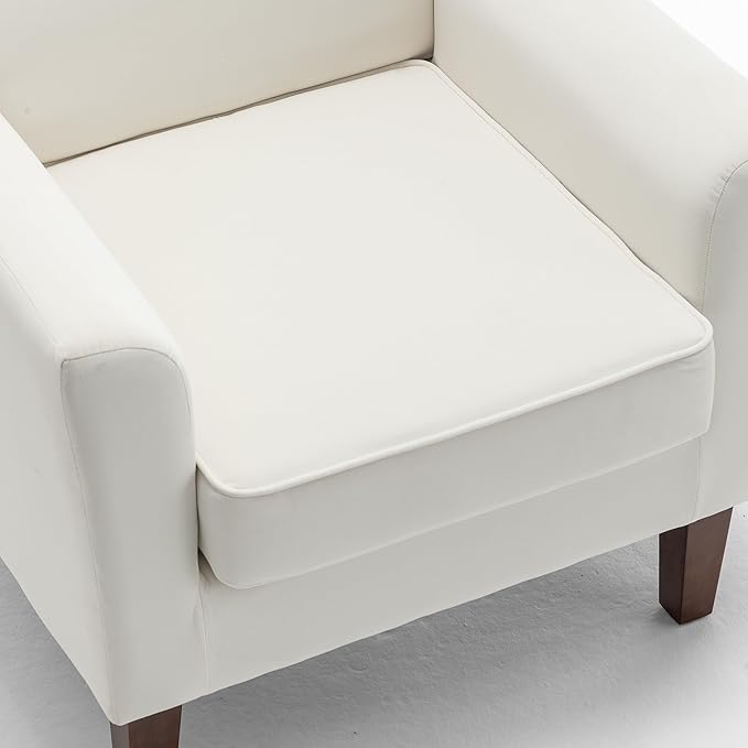 Container Furniture Direct Contemporary Accent Arm Chair with Birch Wood Frame and Velvet Upholstery, Armchair for Office and Living Room Decor, Removable Cushions, Beige