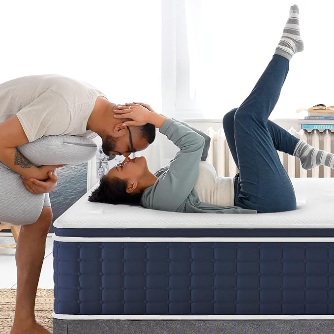 Coolvie Twin XL Mattress 14 Inch, Gel Memory Foam Bed in a Box, Adaptive Support Breathable Hybrid Mattresses with CertiPUR-US Certified, Double Coesoling Individually Coil & Medium Plush Support