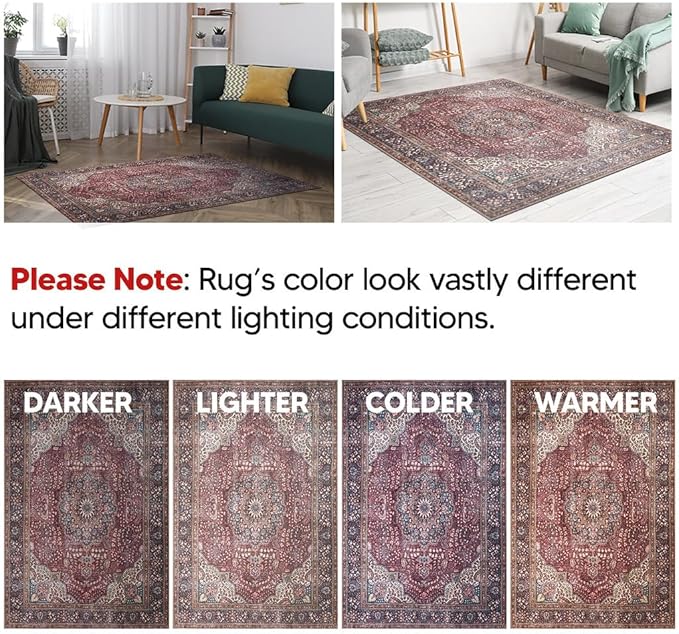 Keen Home Design 3x5 Rug - Machine Washable Entry Rug with Non-Slip Backing, Ideal for Enteryway, Kitchen, Bathroom, Laundry Room - Vintage, Easy Clean, Durable, Low Pile Rug - (3' x 5')