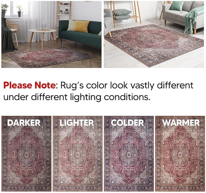 Keen Home Design 2x12 Rug - Machine Washable Runner Rug with Non-Slip Backing, Ideal for Hallway, Entryway, Kitchen, Laundry Room - Vintage, Easy Clean, Durable, Low Pile - (2'6" x 12')