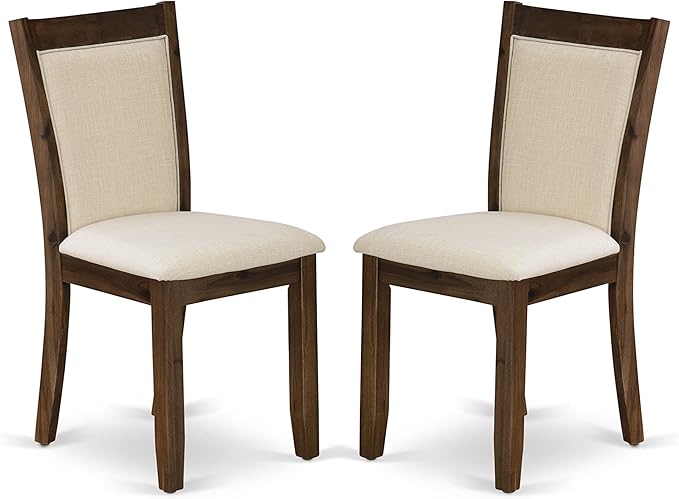 East West Furniture X797MZN32-5 5 Piece Dining Set Includes a Rectangle Dining Room Table with X-Legs and 4 Light Beige Linen Fabric Upholstered Parson Chairs, 40x72 Inch, Multi-Color