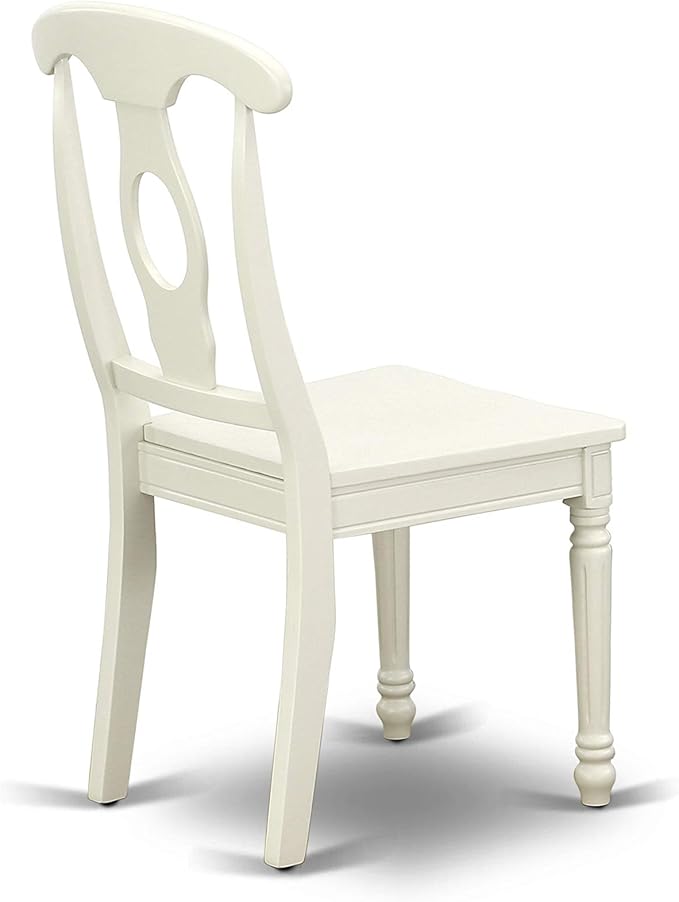 East West Furniture VAKE7-LWH-W 7 Piece Dining Set Consist of an Oval Dining Table with Butterfly Leaf and 6 Kitchen Chairs, 40x76 Inch, Linen White