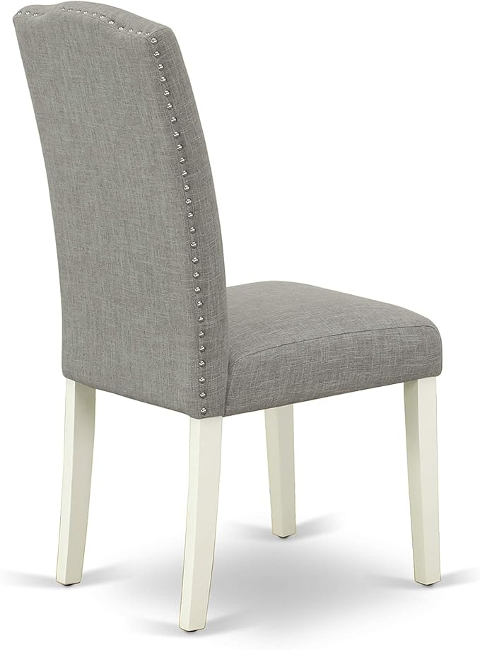 East West Furniture X027EN206-6 6 Piece Kitchen Table Set Contains a Rectangle Dining Table with X-Legs and 4 Dark Shitake Linen Fabric Parson Chairs with a Bench, 40x72 Inch, Multi-Color