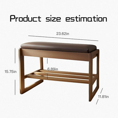 2-Tier Wood Shoe Bench with Flip-Top Storage Cabinet, 23.6", Entryway Bench with Shoe Storage, Front Door Shoe Rack（Walnut）