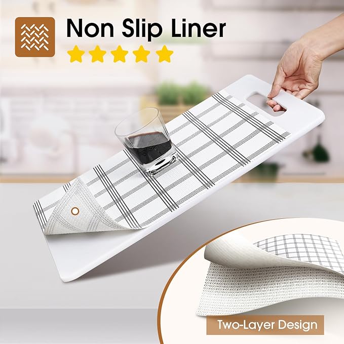 Beautysaid Shelf and Drawer Liner for Kitchen Cabinet, Non Adhesive Non Slip Shelf Paper Waterproof Washable Thickened for Dresser Pantry Shelve Bathroom Protector Liner(Plaid,18 in x 10 FT)