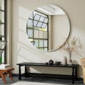 Silver Round Bathroom Mirror, 48 inch Large Circle Wall Mounted Hanging Mirror with Simple Modern Circular Metal Frame for Hallway, Entryway, Living Room, Silver Frame