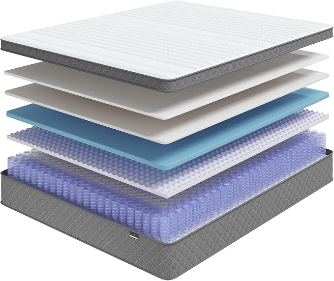 Queen Mattress, 12 Inch Hybrid Queen Size Mattress with Cooling Gel Memory Foam and Pocket Springs, CertiPUR-US Certified, Medium Firm