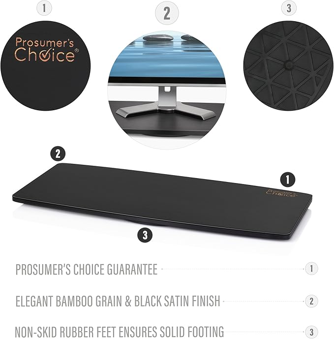 Prosumer's Choice Natural Bamboo TV Swivel Stand for LED/LCD TV, 31 & 21 inch Base Surface Black
