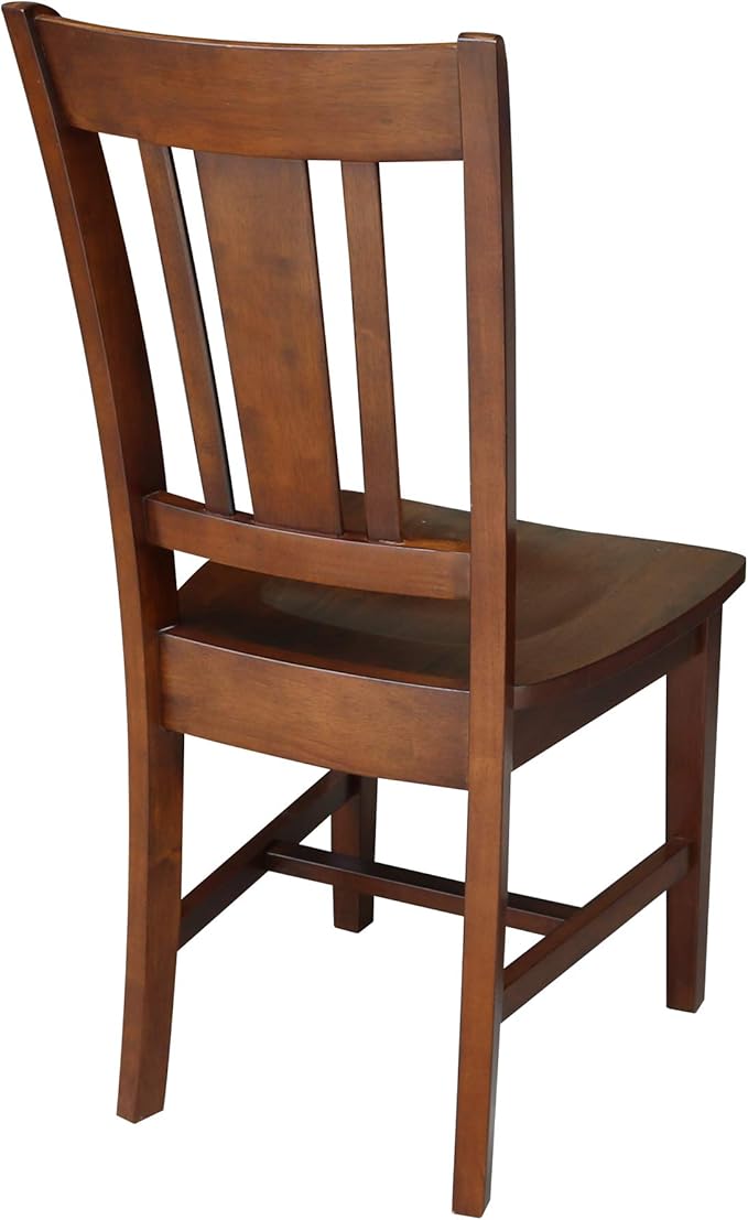 IC International Concepts, Set of Two San Remo SplatBack Dining Chairs, Espresso, 225lbs wt capacity, Solid Real Wood, Sturdy Parawood, Espresso