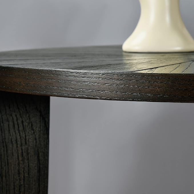Small Round End Table, Rustic Side Table with Storage shelf, Classic Circular Solid Wood Beside Table, 2-tier Telephone Table, Easy Assembly for Living Room 24”H x 19.3”D Brushed Black BZ3338BK