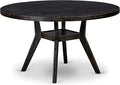I58-11-TP - A Wood Dining table with a Round Tabletop and Stylish Pedestal, Sand Blasted Black Finish.