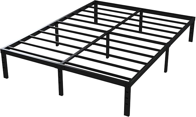 Queen Bed Frame No Box Spring Needed, 14 Inch Heavy Duty Metal Platform Bed Frame Queen Size, 1200lbs Steel Slats Support, Easy Assembly, Black
