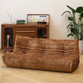 N&V Fireside Chair, Mid Century Armless Floor Sofa, Soft Premium Chenille Floor Lounge Chair, Foam Sofa Accent Chair for Living Room Bedroom and Office (Brown, Three Seater)