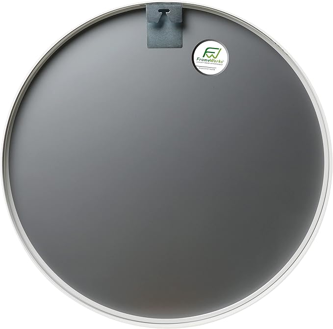 FrameWorks 24" Deluxe Contemporary White Circular Aluminum Mirror