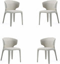 Manhattan Comfort Conrad Mid Century Modern Dining Chairs Woven Tweed Upholstered Kitchen Furniture with Contoured Back, Foam Padding & Metal Legs, Set of 4, Wheat