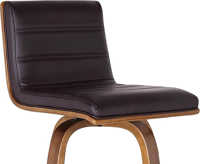 Vienna 30" Swivel Bar Stool in Walnut Wood Finish with Brown Faux Leather - Set of 3