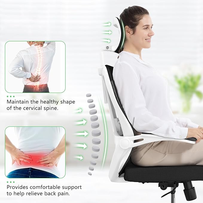 Mesh Desk Office Chairs,Compute Executive Chair with Lumbar Wide Comfty Desk Chair for Home & Office,Bedroom,Study,Student (Black)