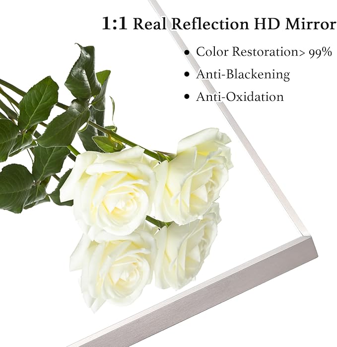26x36 Inch Silver Bathroom Mirror - Copper-Free Mirror, Aluminum Alloy Frame Vanity Rectangle Wall Mounted Modern Mirror for Bedroom/Living Room/Porch Horizontal or Vertical