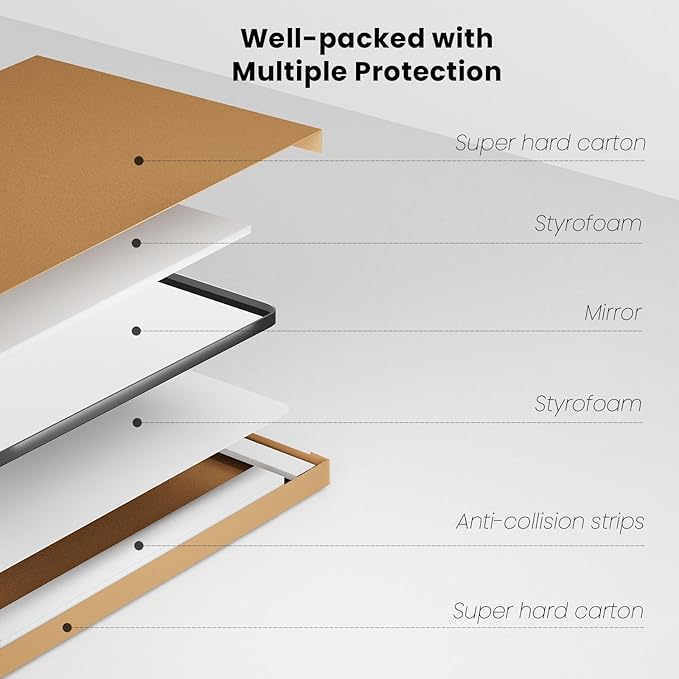 Black Bathroom Mirror 48X40 Inch, Black Metal Framed Mirror for Wall, Rounded Rectangle Matte Bathroom Vanity Mirror with Tempered Glass, Anti-Rust, Horizontal/Vertical