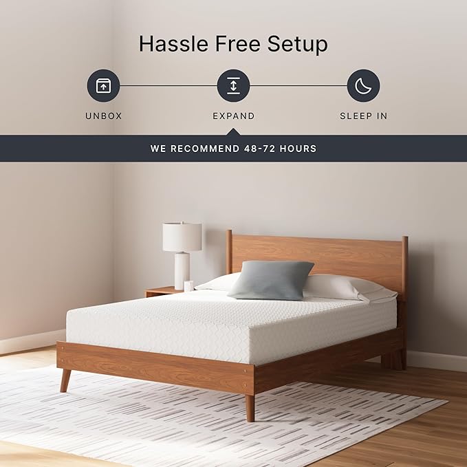 Signature Design by Ashley Queen Size Chime 12 Inch Medium Firm Memory Foam Mattress with Green Tea & Charcoal Gel for Pressure Relief, Fiberglass Free, Mattress In A Box