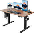 HUANUO 48" x 24" Electric Standing Desk Adjustable Height, 4 Memory Height Settings, Headphone Hook, Cable Manager, Sit Stand Up Desk for Home Office & Computer Workstation, Walnut