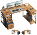 55" Computer Desk with Drawers, Desks for Bedrooms, Writing Desk with Storage, Work Desk for Small Space, Rustic Brown