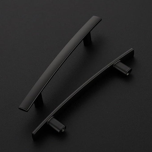 25 Pack Cabinet Handles 4" Hole Center - Curved Cabinet Pulls Black Drawer Pulls for Kitchen Cupboard Solid Hardware for Dresser Drawer Arch Hardware