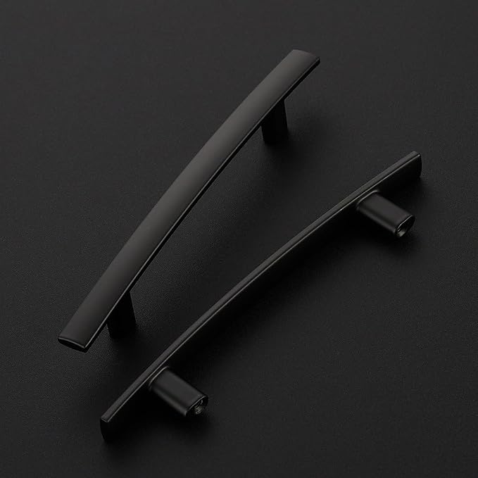 30 Pack Cabinet Handles 4" Hole Center - Curved Cabinet Pulls Black Drawer Pulls for Kitchen Cupboard Solid Hardware for Dresser Drawer Arch Hardware