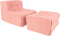 Bean Bag Chair - Memory Foam Bean Bag Chair for Adults, Comfy High-Resilience Single Sofa, Small Space Floor Chair, Chaise Lounge for Living Room, Bedroom (Pink, Square + Ottoman)