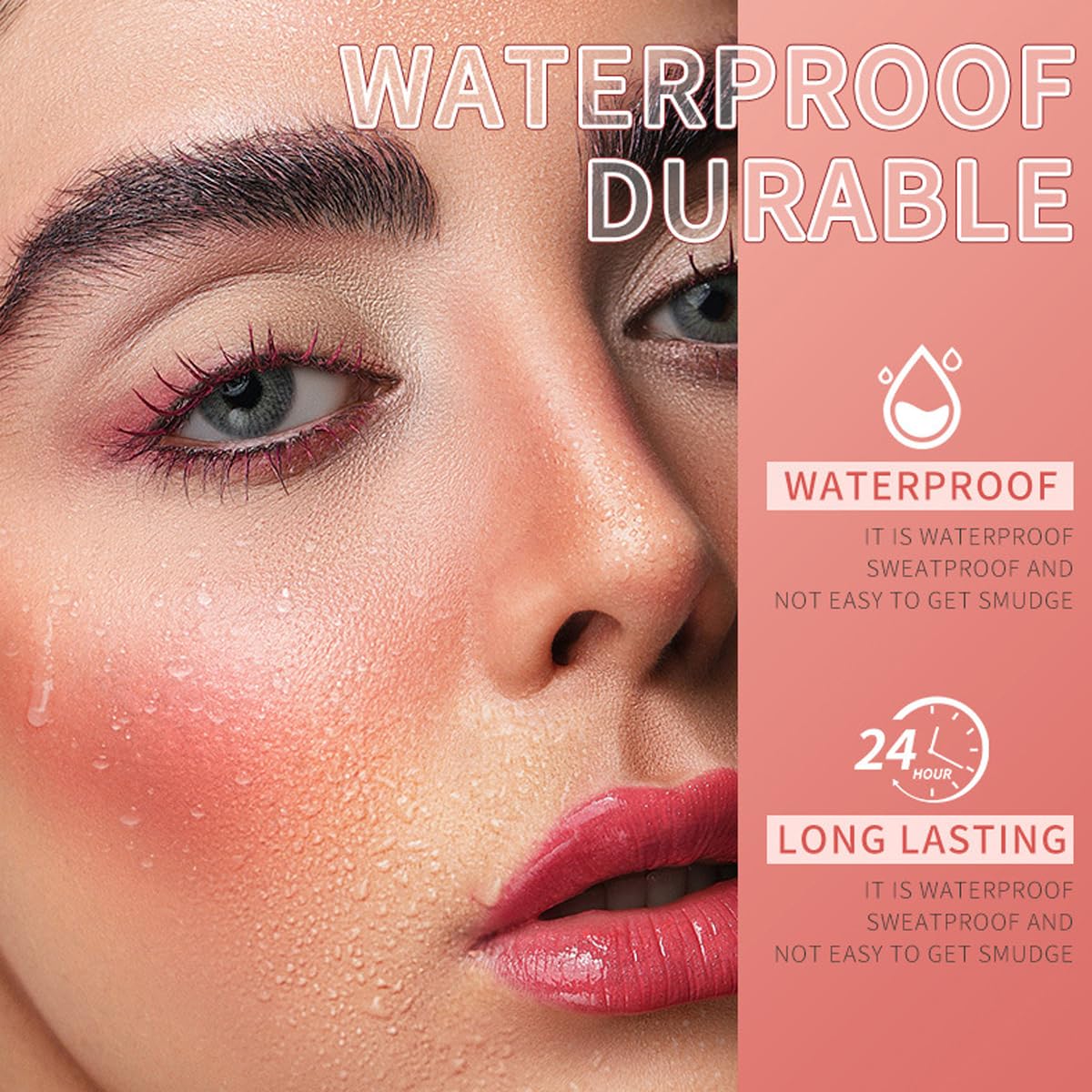 Cooling Water Jelly Tint Blush,4 Colors Multi-Use Tint Blush Makeup Stick Watercolor Finish for Lips and Cheek Stain, Moisturising Waterproof Non-Stick