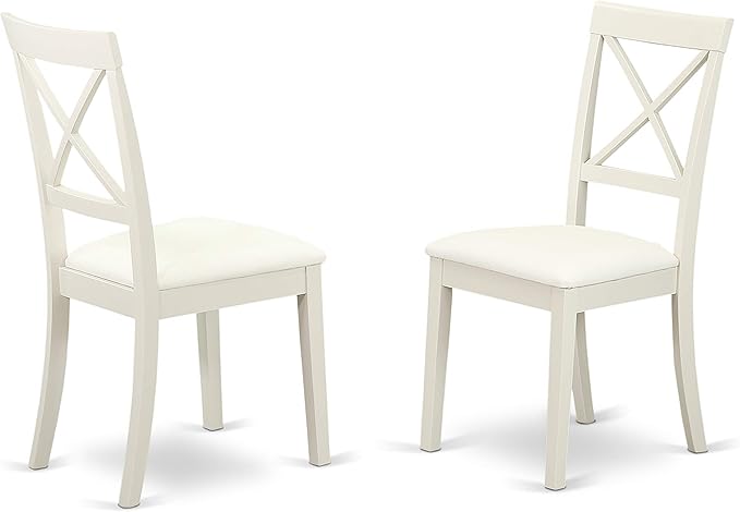 East West Furniture NDBO3-LWH-LC 3 Piece Dining Room Table Set Contains a Rectangle Dining Table with Dropleaf and 2 Faux Leather Upholstered Chairs, 30x48 Inch, Linen White