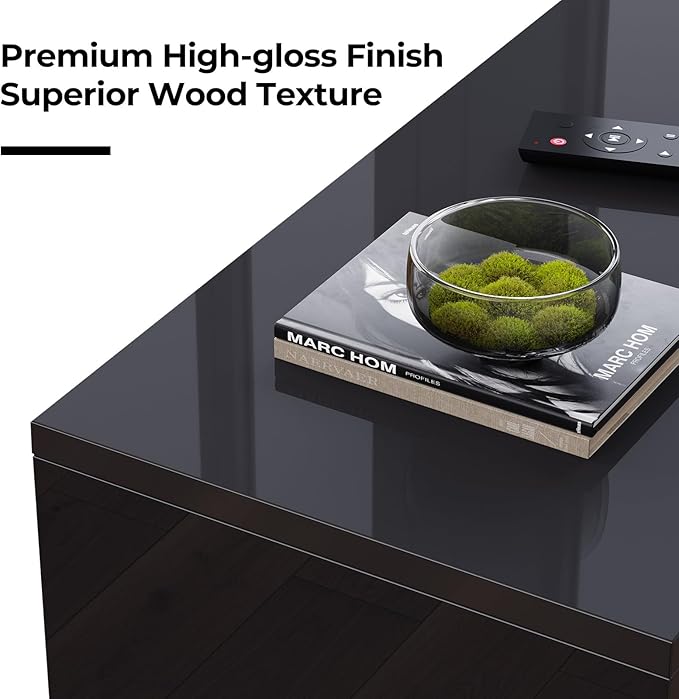 Rolanstar TV Stand with Power Outlet, Floating TV Stand with RGB Lights, 47.2" Wall Mounted TV Shelf, Glossy Black Media Console with Storage Shelf, Entertainment Under TV for Living Room, Bedroom