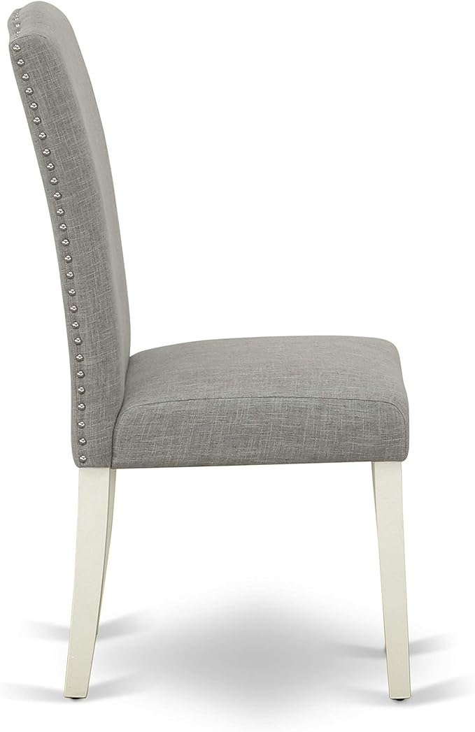 East West Furniture X027EN206-6 6 Piece Kitchen Table Set Contains a Rectangle Dining Table with X-Legs and 4 Dark Shitake Linen Fabric Parson Chairs with a Bench, 40x72 Inch, Multi-Color