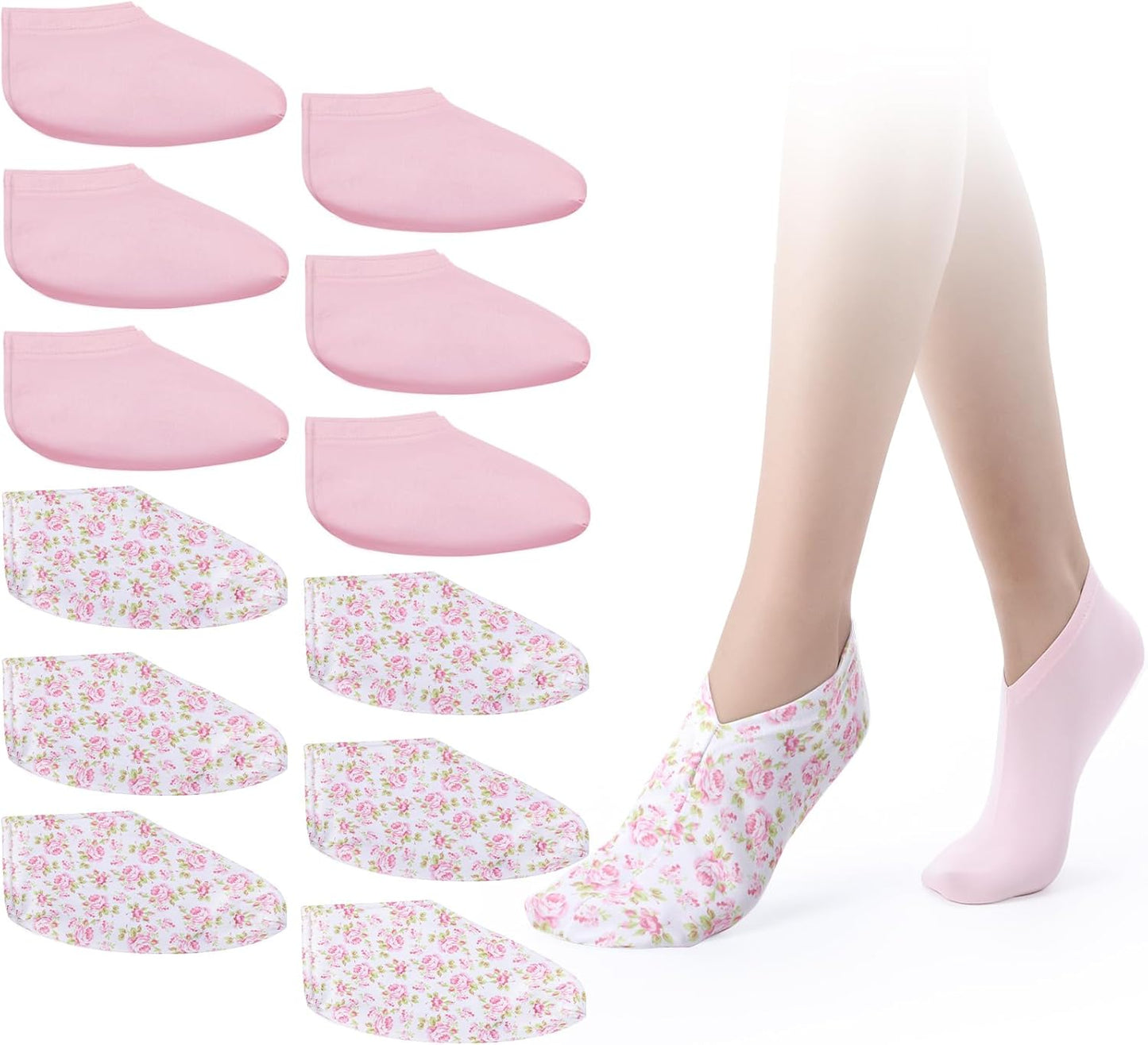 12 Pairs Moisturizing Socks Overnight for Dry Feet Cotton Spa Lotion Cotton Moisture Enhancing Cosmetic Moisturizing Socks for Women Men Foot Care Dry Cracked Feet(Nice,Pink)
