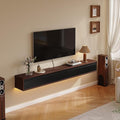 Floating TV Stand Matte Finish, 55'' Wall-Mounted TV Cabinet,Floating TV Console,Under TV Shelf with 3 Doors for Living Room Bedroom(Walnut+Black)