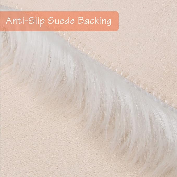 duduta White Faux Sheepskin Round Rug 4x4 ft, Fluffy Shag Fur Bedroom Nursery Kids Playroom Rug Dorm Decor Non Slip Washable
