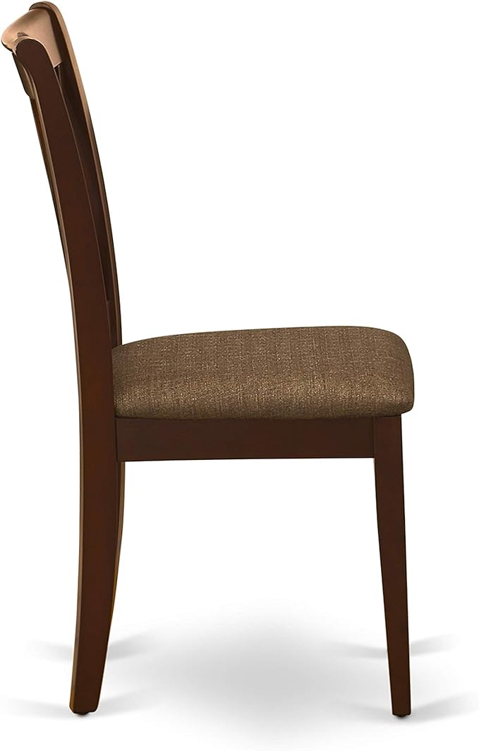 East West Furniture MZCL3-MAH-C 3 Piece Dining Table Set for Small Spaces Contains a Rectangle Dining Room Table with Dropleaf and 2 Linen Fabric Upholstered Chairs, 36x54 Inch, Mahogany