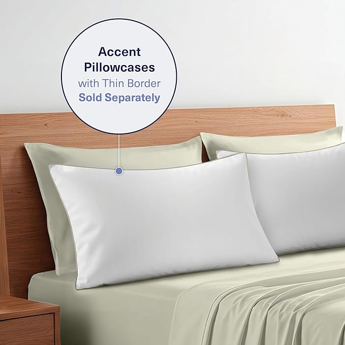 Kickoff Viscose Bamboo Sheets Twin XL Size 3-pc 100% Organic Bamboo Viscose Bed Cooling Sheets Twin XL Size Set Cool Bedding for hot Sleepers Sheet, Flat, Fitted, Pillowcase (Soft Sage, TXL)