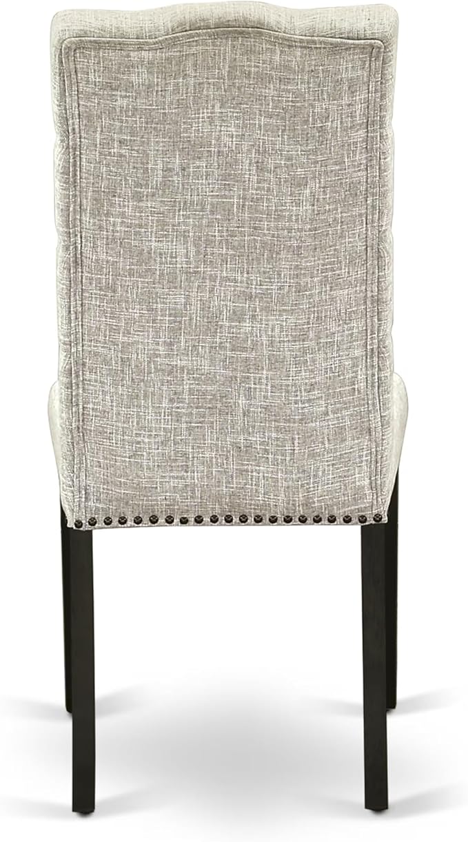 East West Furniture V677EL635-6 6 Piece Dining Table Set Contains a Rectangle Kitchen Table with V-Legs and 4 Doeskin Linen Fabric Upholstered Chairs with a Bench, 40x72 Inch, Multi-Color