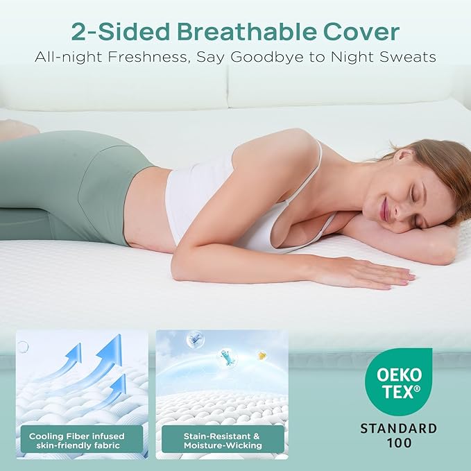 3 Inch Twin Mattress Topper for College Dorm, Memory Foam Bed Topper with Options for Back Pain Relief, Mattress Topper with 2-Sided Cover, CertiPUR Certified Dorm Bed