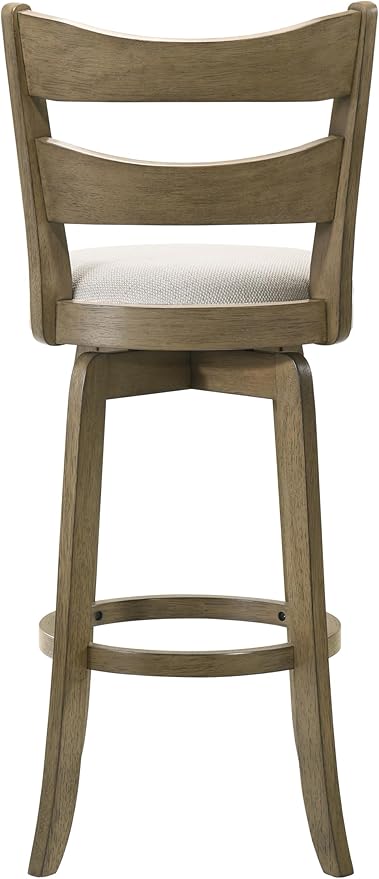 Armen Living Blair 26 in. Putty Brown Counter Height Rubberwood Swivel Barstool with Cream Fabric Seat