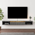Floating TV Stand, 71'' Wall Mounted Entertainment Center TV Media Console, Floating Shelves with Door, Floating TV Cabinet Large Storage TV Bench for Living Room (Dark Grey, 70.86IN)