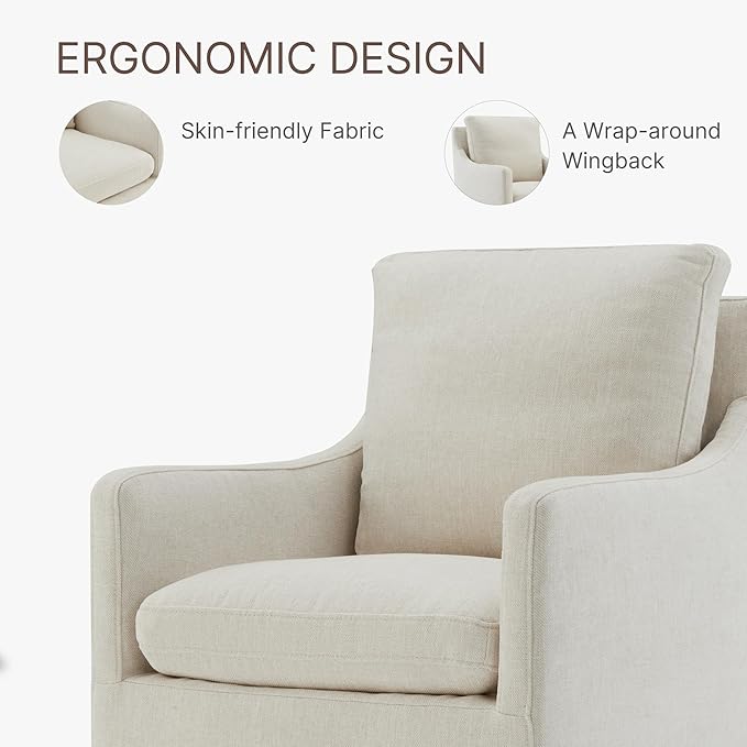 Upholstered Dining Chairs with Casters No Assembly Modern Accent Armchair with Rollers for Diningroom Bedroom Livingroom Reading Room,Cream,2 Boxs