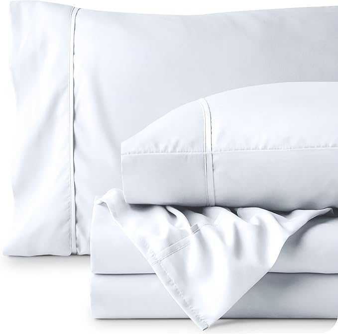 Bare Home Short Queen Sheet Set - 1800 Ultra-Soft Microfiber - Double Brushed - Deep Pockets - Easy Fit - 4 Piece Set - Bed Sheets (Short Queen, White)