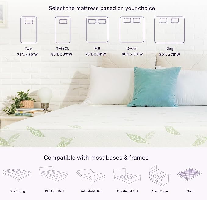 NapQueen Full Size, 10 Inch Anula Green Tea Infused Memory Foam Mattress, Bed in a Box, CertiPUR-US Certified Mattress