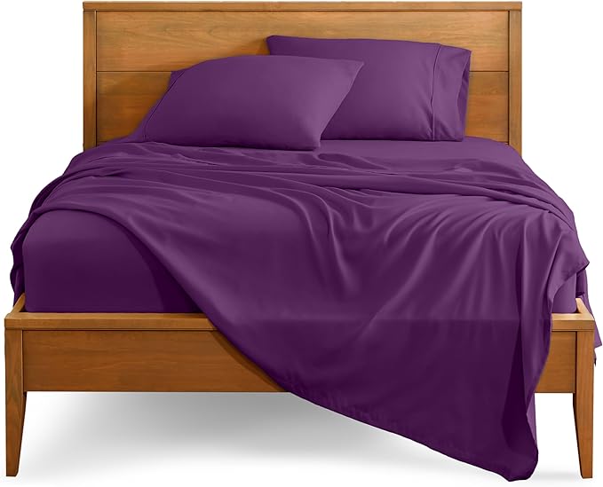 Bare Home Full Sheet Set - Luxury 1800 Ultra-Soft Microfiber Full Bed Sheets - Double Brushed - Deep Pockets - Easy Fit - 4 Piece Set - Bedding Sheets & Pillowcases (Full, Plum)