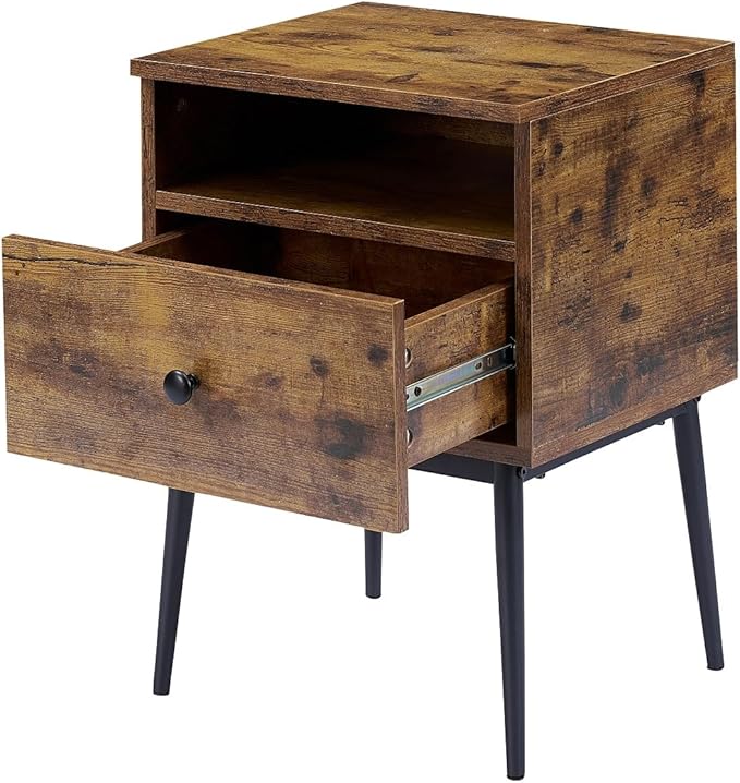 VECELO Modern Nightstands Set of 2,Square End Side Table with Drawer and Storage Space for Bedroom and Living Room