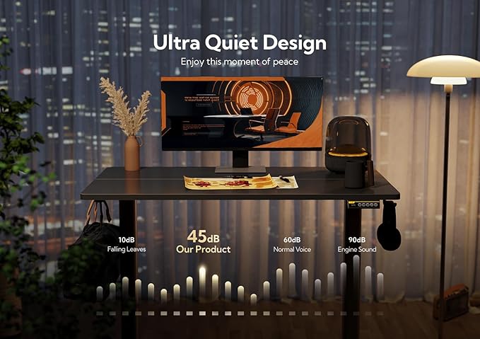 Claiks Electric Standing Desk, Adjustable Height Stand up Desk, 55x24 Inches Sit Stand Home Office Desk with Splice Board, Black Frame/Black Top