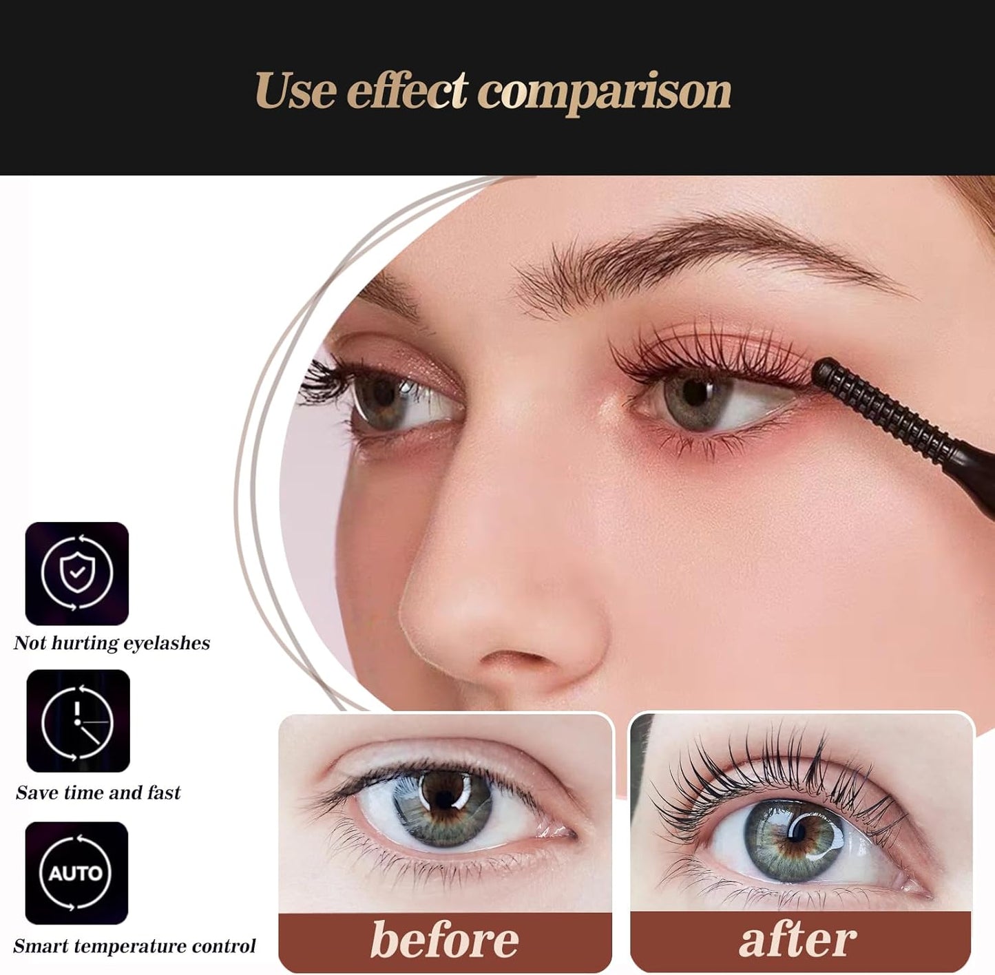 Heated Eyelash Curlers-Electric Eyelash Curler for Makeup Tools USB Rechargeable,Fast Heat up Within 10s - 24 Hours Long Lasting (White)