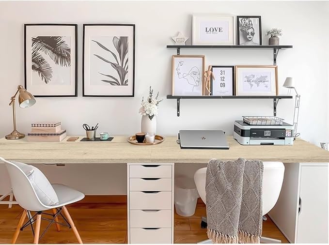 Kaboon Universal Tabletop 45"x20", Solid One-Piece Melamine Table Top, Double Desk L-Desk Floating Desk DIY, Home and Office, Oak/Grey Tone